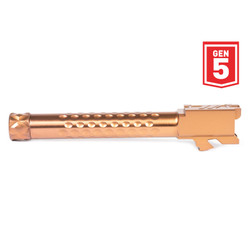 ZEV Optimized Match Barrel For Glock17, Gen5 1/2x28 Threading Bronze - Pointing Left